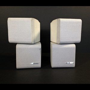 Pair of BOSE White Dual Cube Speakers Lifestyle/ Acoustimass small speakers